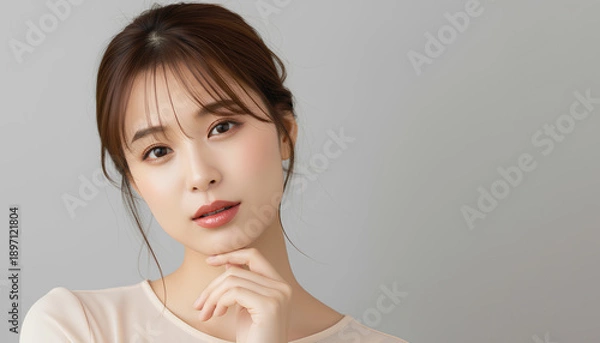 Obraz 上品なメイクの大人かわいい女性の美容ポートレート (Soft Radiance Portrait Series)	