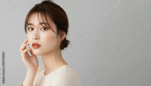 Obraz 上品なメイクの大人かわいい女性の美容ポートレート (Soft Radiance Portrait Series)	