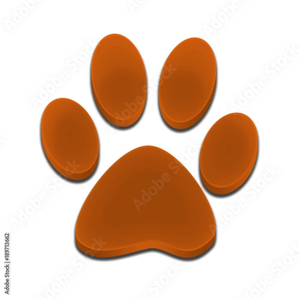 Obraz Logo footprint of dog 3d orange color
