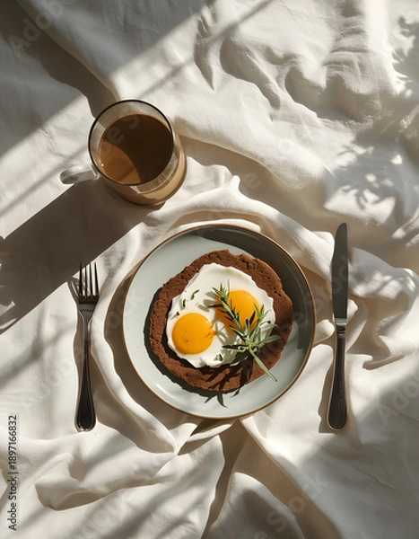 Obraz breakfast with coffee and croissant