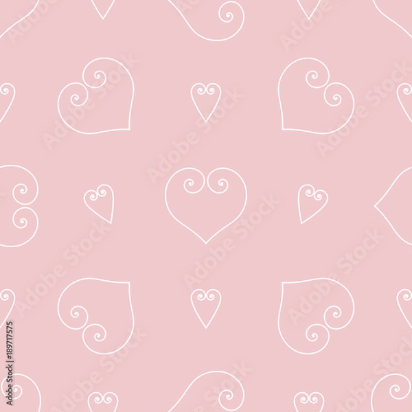 Fototapeta Hearts background to Valentines Day. Seamless texture with curves lines. Vector