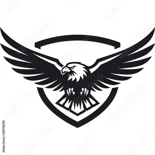 Obraz Flying eagle logo inside shield frame