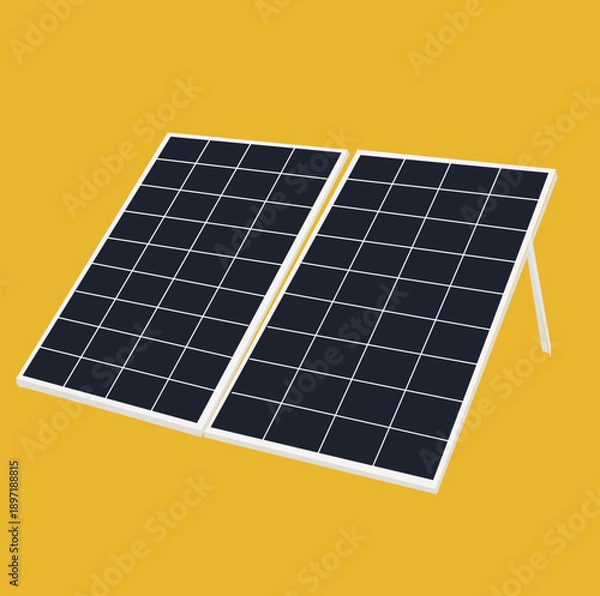 Obraz solar panels. poly silicon solar panel with triangle stand 
