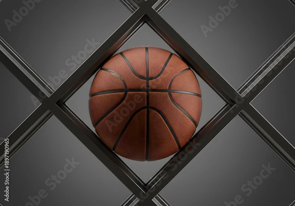 Obraz Basketball in geometric frame design