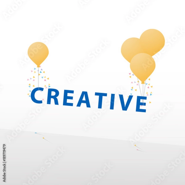 Fototapeta Think outside business concept, unique creative idea for solution. Words flying with light bulb. Vector illustration.