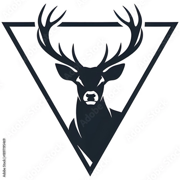 Obraz Antlered deer logo in a triangular frame