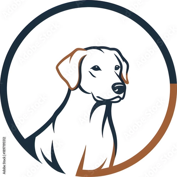 Obraz Loyal dog logo inside circle frame