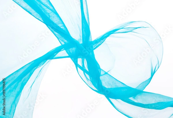 Obraz Transparent light blue fabric draped in waves