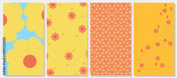 Fototapeta Cute Spring Floral Backgrounds Set