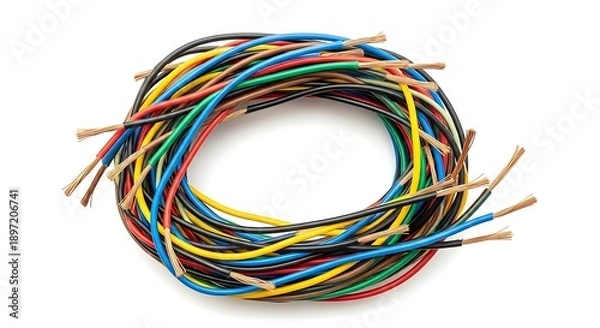 Obraz Multicolored Electrical Wires Coiled Together.