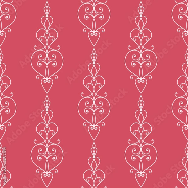 Fototapeta Seamless floral structure. Red vector ornament on white background