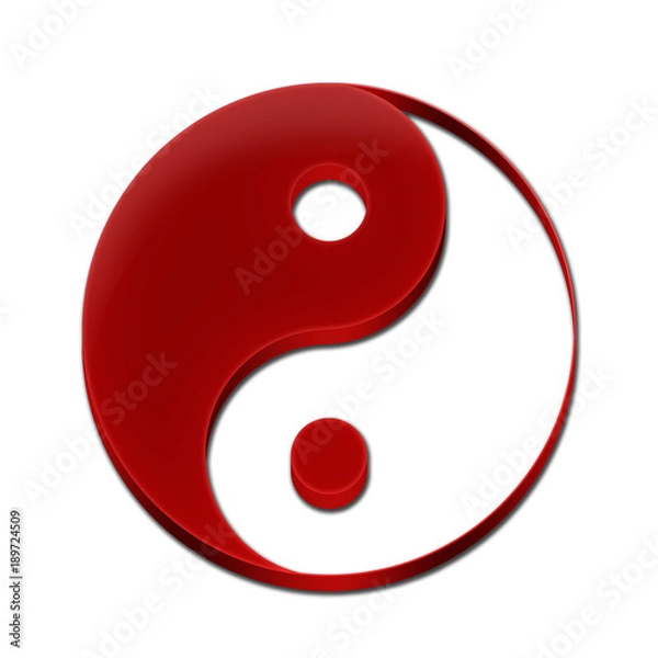 Fototapeta Yin Yang Symbol Icon Logo 3D Red Color