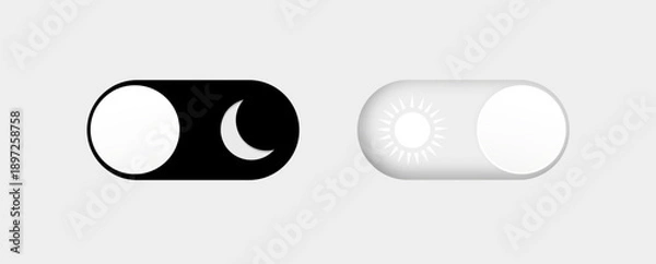 Obraz Day and night mode. Dark mode and light mode. Modern button set. Material design switch button. Vector