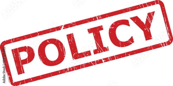 Obraz Red distressed rectangular stamp featuring the bold word POLICY on a clear white background