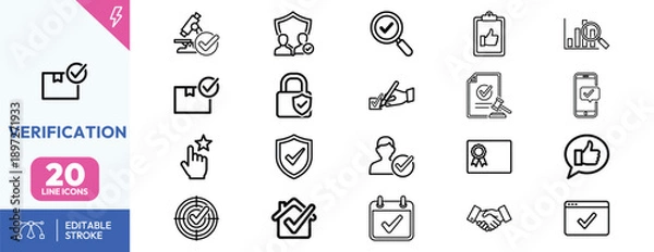 Fototapeta Verification Icons Set for Security.