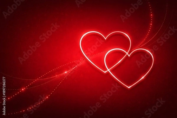 Obraz Two Glowing Hearts on a Red Textured Background