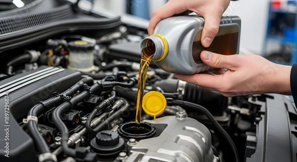 Obraz pouring engine oil