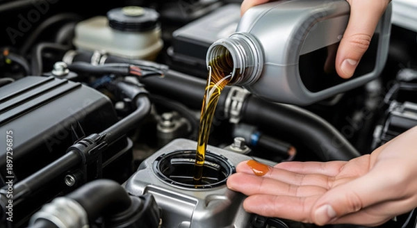 Obraz pouring engine oil