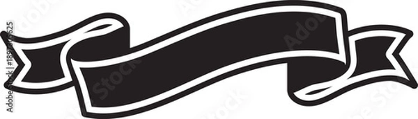 Obraz 黒色のモダンなリボンフレーム シックな見出しバナー 冠婚葬祭・高級感・ベクター素材