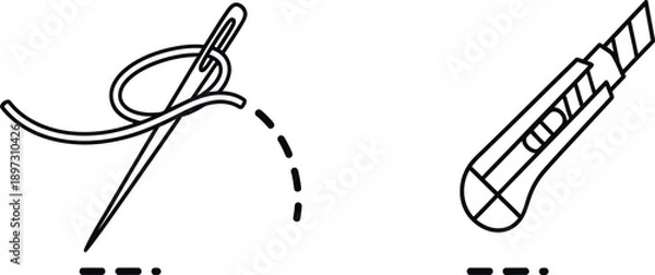 Obraz Sewing needle and thimble illustration