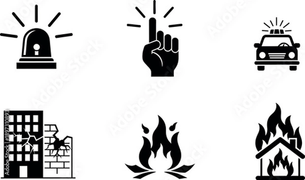 Obraz Emergency icons representing disasters and response