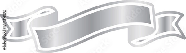 Obraz シルバーの洗練されたリボンフレーム 光沢感のある見出しバナー