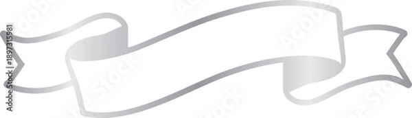 Obraz シルバーの洗練されたリボンフレーム 光沢感のある見出しバナー