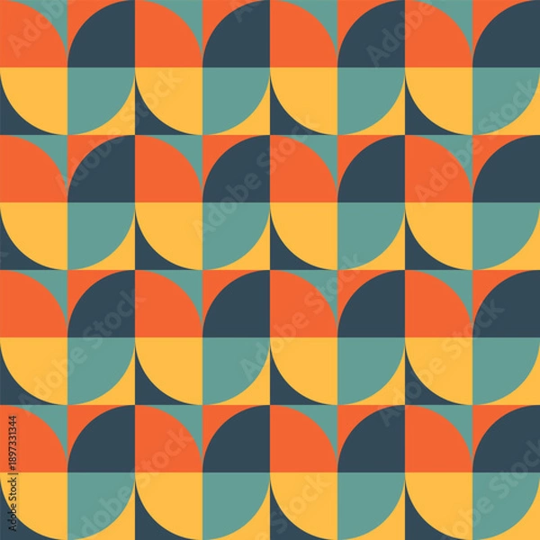 Obraz Retro Wavy Geometric Shapes Pattern