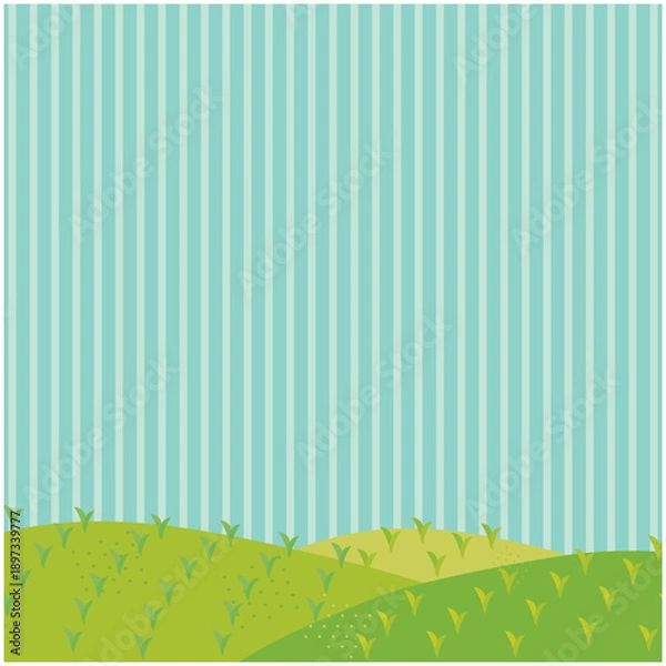 Obraz ストライプの空と草原のシンプル背景イラスト