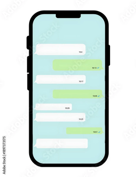 Obraz Smartphone Messaging App Interface with Chat Bubbles on Mobile Screen, white background 
