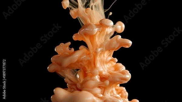 Obraz Vibrant orange liquid splashing dynamically against black background