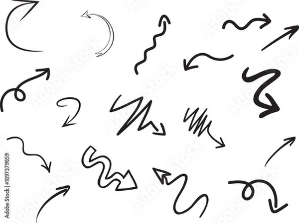 Obraz Hand-Drawn Vector Arrow Set - Sketchy Doodle Pointers