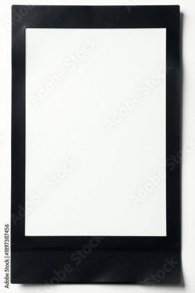 Obraz Empty black polaroid, white backdrop, retro style, copy, texture, empty