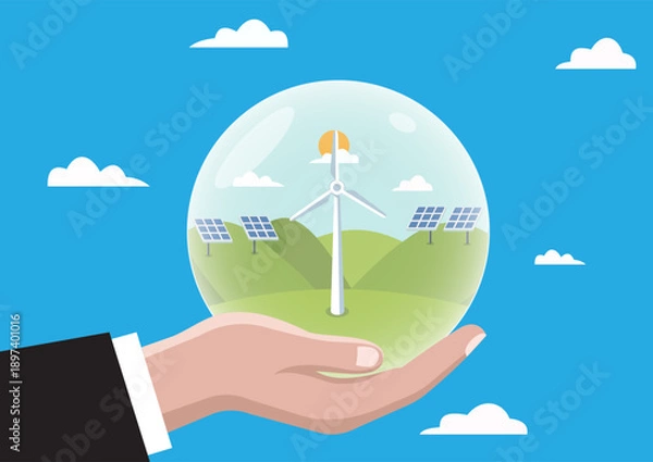 Obraz Hand with a glass ball