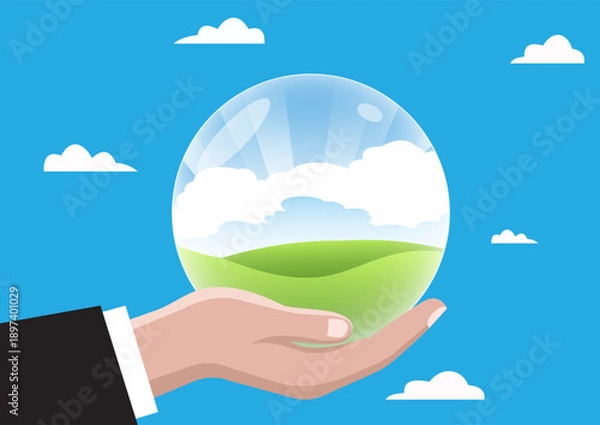 Obraz Hand with a glass ball