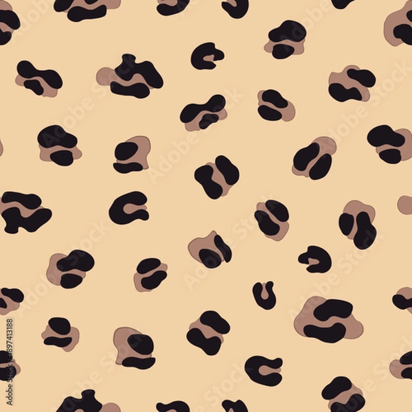 Fototapeta Leopard print vector seamless modern design with leopard spots