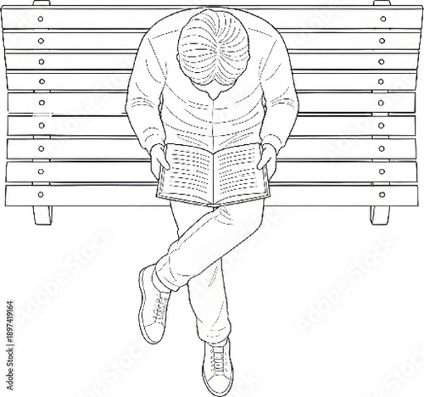 Obraz Reading on a Park Bench