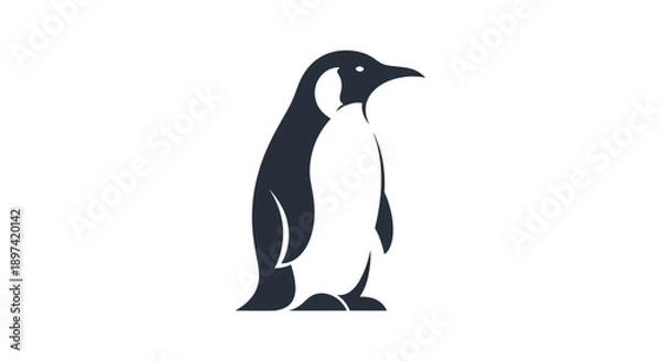 Obraz Penguin silhouette on white background