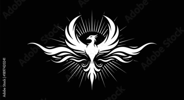 Obraz Phoenix icon emblem on black background