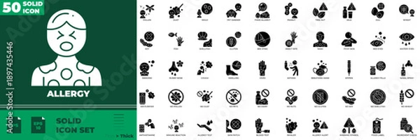 Obraz Allergy Solid Editable Icons set