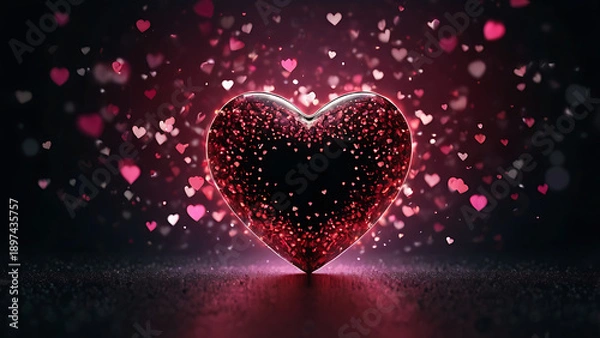 Obraz Deep Red Crystal Heart Dramatic Love Sparkle Scene