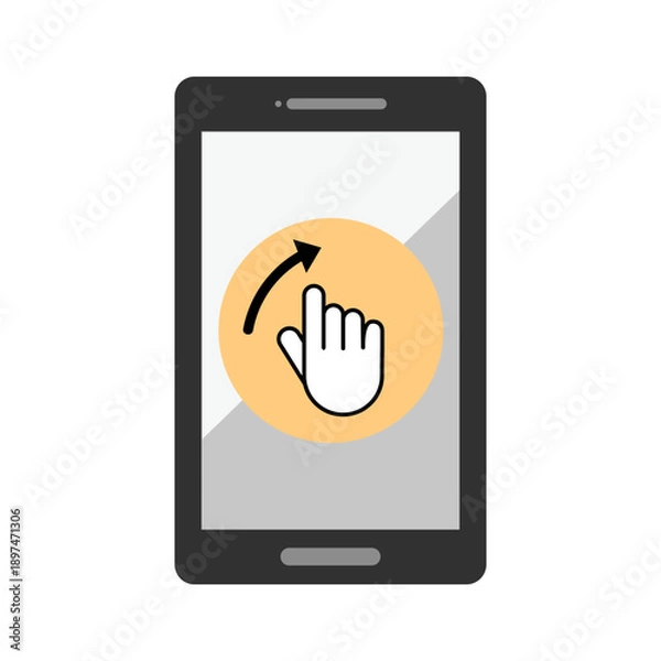 Obraz A hand gesture on a mobile device screen.