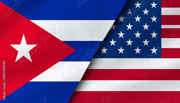 Obraz USA and Cuban flag together