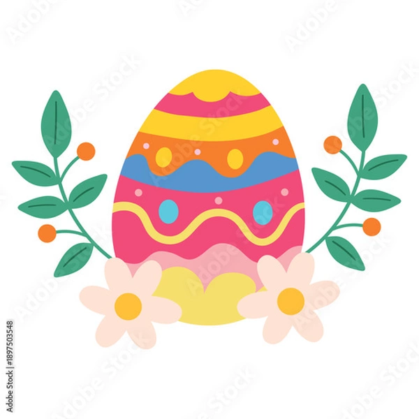 Obraz Colorful Easter Eggs Flat Vector Illustration for Spring Holiday Design