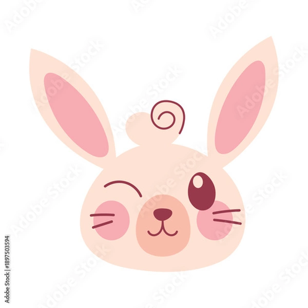 Obraz Cute Easter Bunny Flat Vector Illustration for Spring Holiday Design