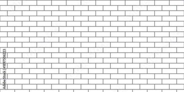 Obraz Brick wall vector art simple outline design isolated white background.