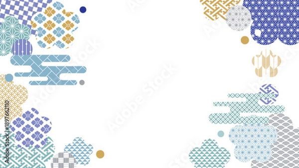 Obraz 冬の季節の彩り和柄背景イラスト
