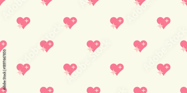 Obraz Heart with Sparkle Seamless Pattern on Cream Background
