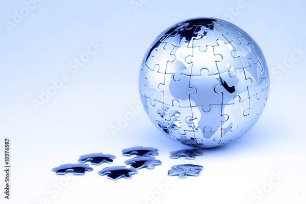 Fototapeta Jigsaw globe puzzle on white