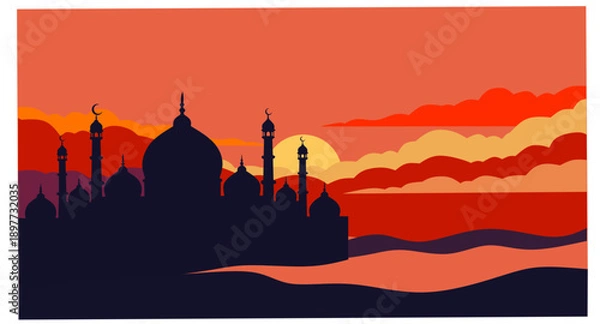 Obraz mosque silhouette. vector banner illustration.